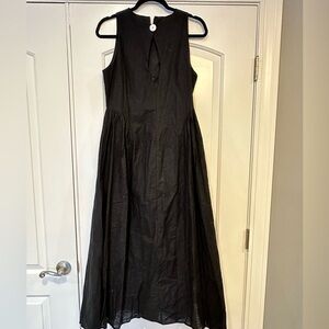 Commense Black Faux Linen Maxi Dress